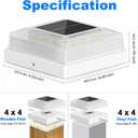 Brightever 4x4 Solar Post Cap Light 12-Pack, Fence Post Solar Lights with 3 Lighting Modes, Fits 4x4 3.5x3.5 Vinyl/Wood Posts, White Solar Powered Waterproof Deck Post Lights for Garden Patio Porch