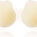 Sticky Bra-Push Up Adhesive Backless Strapless Bra for Women Invisible Bras Skin-Friendly Reusable Silicone Dress Nipple Covers with Lift (Beige)