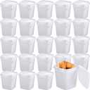 Mifoci 24 Pcs 2 Qt/ 67 Oz/ 2 L Plastic Food Containers Ice Cream Buckets with Lids and Handle Reusable Square Deli Containers Freezer and Microwave Safe for Kitchen Food Drinks Storage