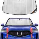 Windshield Sun Shade for Acura RDX 2019-2025. Full Coverage Rearview Mirror Shade for Ultimate Protection (Upgrade Shiny Silver)