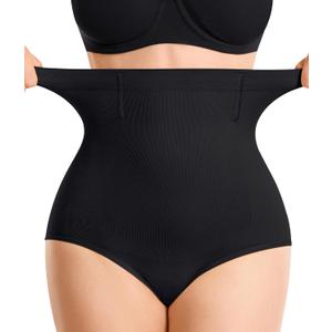 Nebility Women's Shapewear Tummy Control Panties - High Waisted Shaping Brief Butt Lifter Seamless Body Shaper Girdle Everyday Slimming Black (Black)