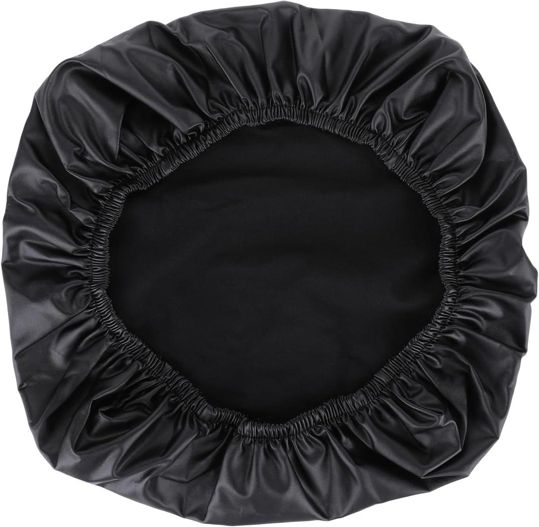 Waterproof Office Chair Seat Covers with Elastic Edges PU Leather Seat Covers for Dining Chairs Stretch Dining Room Chair Seat Covers Removable Chair Protector Seat Cushion Slipcovers (Black)