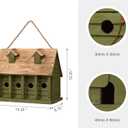 Glitzhome 14.25" L Wood Hanging Birdhouse for Outdoors Oversized Distressed Cottage Bird House Rustic Painted Bird House for Bluebird Wren Chickadee Sparrow Bird Nest Box for Garden Patio, Green