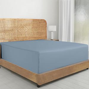 California Design Den Deep Pocket Fitted Sheet King Size - 100% Organic Cotton Percale Fitted Sheet Only, Lightweight, Snug-Fit, Crisp and Durable - Blue Hydrangea