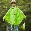 SaphiRose Lightweight Kids Rain Poncho Jacket Waterproof Outwear Rain Coat, Green, Large