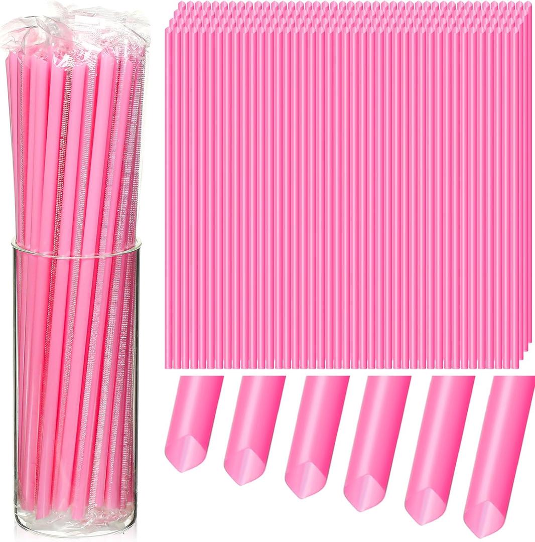 Gerrii 500 Pcs Pink Individually Wrapped Straws Extra Long 6 mm Plastic Drinking Straws Disposable for Party Restaurant Home Milkshakes Coffee Juice Beverage Smoothie (10)
