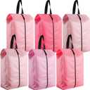 6 Pcs Travel Shoe Bags with Zipper Nylon Portable Waterproof Suitcase Shoe Organizer Packing for Golf(L,Pink)
