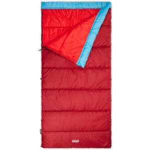 Coleman Flatlands 30/40/50F Sleeping Bag, Made from 100% Recycled Material, Big & Tall Options, Cool-Weather Sleeping Bag for Camping, Sleepovers, Guests & More, Red