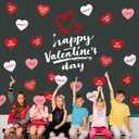 3 x Valentine's Day Heart Cutouts Cut-Outs Red White Conversation Heart Paper Cutting with 100 Pcs Glue Points for School Classroom Bulletin Board Decor DIY Crafts Party, 50 Pcs