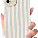 NITITOP Compatible with iPhone 11 Case Cute Stylish Line Stripe Pattern Design for Women Girls Soft TPU Shockproof Full Camera Protective Phone Cover - White