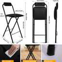 Folding Bar Stool with Back, 1 PCS Tall Foldable Stool Chair Portable Collapsible Stool for Adult Counter Height Seat Leather Padded Kitchen Shop Comfortable Sturdy 25.5 Inch