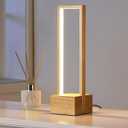 EDISHINE LED Table Lamp, Wooden Bedside Lamp with 3 Color Temperatures, Dimmable Square Nightstand Lamp for Bedroom Living Room, Complete Original Burlyood Color Base