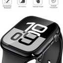 Misxi 2 Pack Tempered Glass Case Compatible for Apple Watch Series 11 Series 10 42mm, Hard PC Screen Protector Overall Protection Ultra-Thin Lightweight Scratch-Resistant Cover for iWatch, Jet Black