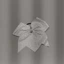 OAOLEER 16PCS Glitter Cheer Bows for Cheerleaders, 7” Large Cheerleading Bows with Sparkle Rhinestone Cheer Hair Bows with Ponytail Holders Elastic Hair Band for Cheerleaders College Sports (White)