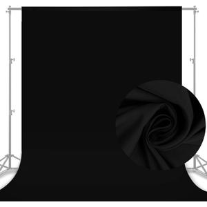 Aimosen 10x8 FT Black Backdrop Background for Photography, Chromakey High Density Polyester Fabric Black Photo Backdrop Curtain Screen Collapsible Seamless for Shoot Portraits Party Video Studio