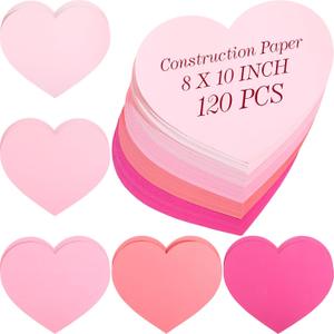 Tatuo 120 Pcs Valentine's Day Heart Cutouts 8x10 Inch Heart Shape Paper Cutouts Paper for Classroom Decorations School DIY Projects Craft Activities(Gradient Pink)