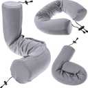 Dot&Dot Twist Memory Foam Travel Pillow for Airplanes - Travel Neck Pillow for Sleeping - Airplane Pillow for Neck Support, Chin, Lumbar and Leg - Adjustable, Bendable Neck Roll Pillow - Gray