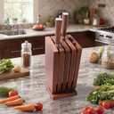 Knife Block & Universal Holder - Detachable Solid Wood Organizer for Kitchen Storage, Washable Design (No Knives Included) - Gift Ready for Chefs 1 Piece
