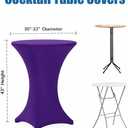 Cocktail Table Covers - 2 Pack 32x43 Inch Table Cloth - Purple Fitted Stretch Spandex Round High Top Tablecloth for Party, Bar, Birthday, Pub, Banquet