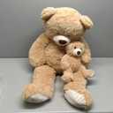 Tezituor Giant Stuffed Animal 39in, Large Teddy Bear Mommy with Baby, Big Stuffed Bear for Kids, Girlfriend on Mother's Day, Valentine, Christmas, Baby Shower, Light Brown