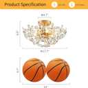 WUZUPS Crystal Chandelier Flushmount Ceiling Light Modern Lighting Fixture for Bedroom Hallway Bar Kitchen Bathroom, H 8.9" x W 17.7", Gold, E12 Base