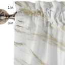 Savannan Marble Curtains Valances, Marble Texture White Gold Abstract Art Rod Pocket Cafe Valance Short Window Curtains for Kitchen, Bedroom, Living Room, 1 Panel, 54"X18"