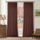 Brown Red Pinch Pleated Blackout Curtains 102 Inches Long for Bedroom 100% Black Out Thick Linen Dual Layer Pleated Drapes Farmhouse Country Terracotta Maroon 102 Inch Curtain for Dining Living Room