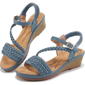 Aomigoct Wedge Sandals for Women Dressy: Comfortable Strappy Womens Platform Sandals - Casual Summer Wedding Walking Shoes 39