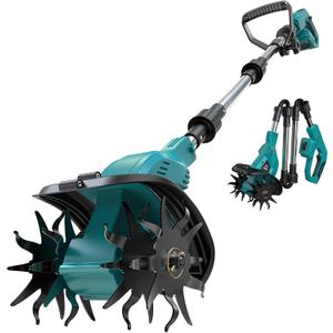 Cordless Tiller Cultivator Compatible with Makita 18V Battery (Tool Only), 450RPM Ecarke Electric Tiller for Gardening, 9"x6.3" Tilling, 48 Reinforced Steel Tines Rototiller for Lawn/Soil Cultivation