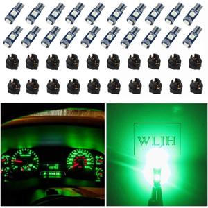 WLJH 74 Led Bulb Dash Lights Super Bright T5 2721 37 86 286 Wedge PC74 Twist Socket Automotive Instrument Panel Gauge Light Kits Cluster Shift Indicator Interior Bulbs Green Pack of 20