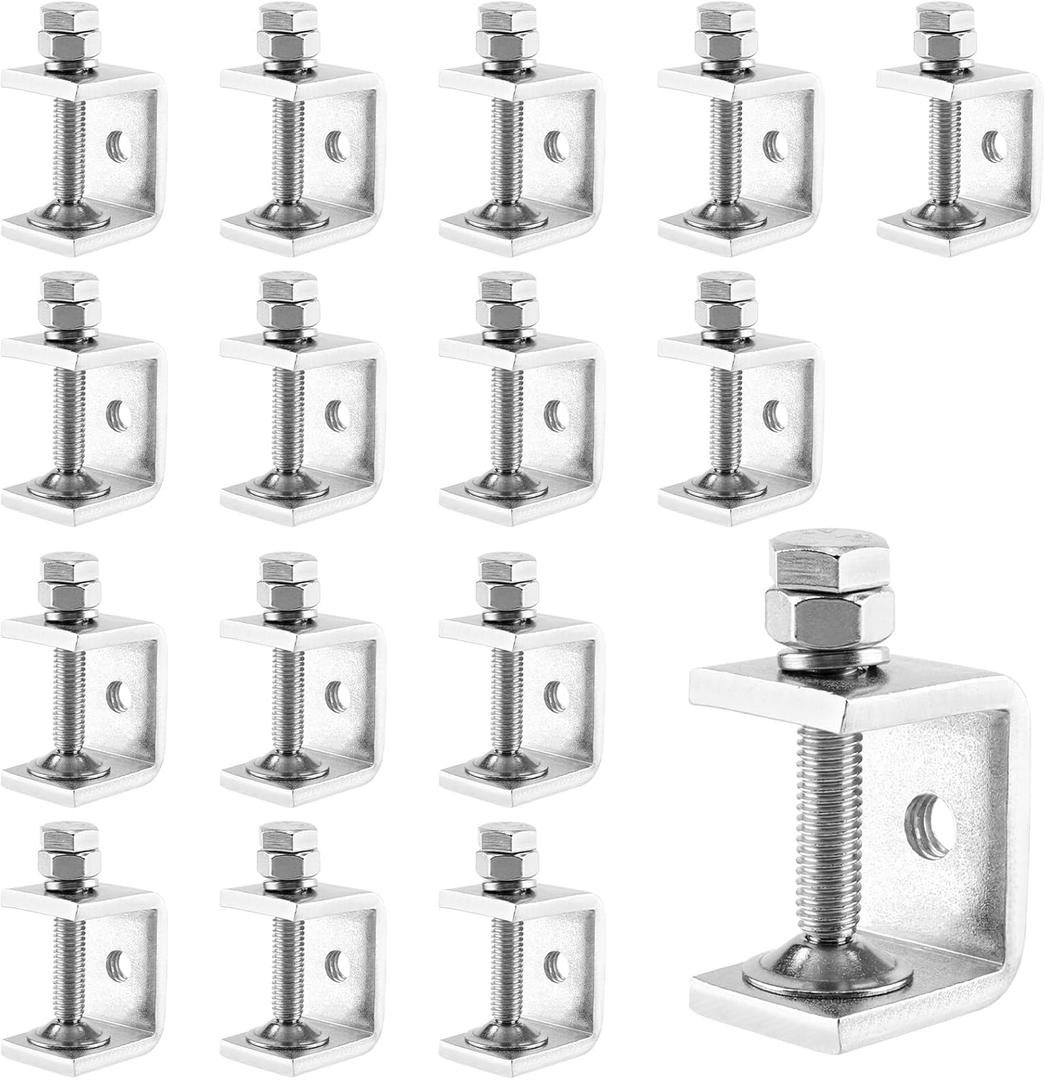 16 Pack 1 Inch Stainless Steel C Clamps, Heavy Duty Mini C Clamps for Woodworking Metal Mounting Welding