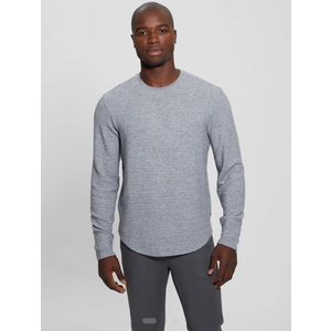 Guess Longsleeve Hudson Linear Texture Crew - Gris Chine Multi, Size XL