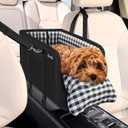 SlowTon Console Dog Car Seat - Portable Dogs Armrest Booster Seat for Small Dog, Anti-Collapse Pet Car Seat with Soft Cushion Safety Belt, Support Pet Up to 11lbs (Black)