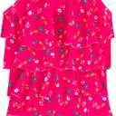 Girls One Piece Swimsuits Cute Ruffles Swimming Bathing Suit with Adjustable Straps Beach Pool Kids Swimwear 3T-12 (Rose Red Floral)