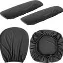 4 Pcs Office Chair Covers Set Computer Universal Protective Stretchable Chair Seat Covers Desk Armrest Cover Pads Office Cushion Backrest for Rotating(Regular,Dark Grey)