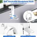 KDD 4-in-1 Desk Organizer - Under Desk Cup Holder and Headphone Hanger with 2 Wire Holes - Rotating Hanger and Detachable Storage for Cup, Phone and Pen (White)