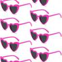 8 Pack Heart Sunglasses Vintage Cat Eye Heart Glasses Retro Bachelorette Bride Sunglasses Bulk for Women (Hot Pink)