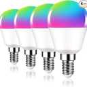 DOGAIN E12 Smart Light Bulbs, A15 Small Smart Bulb 6W=40W Compatible with Alexa, Google Home WiFi-Bluetooth RGB Color Changing Lights 500LM Candle Base Ceiling Fan Light Bulbs (Only 2.4Ghz) 4Pack
