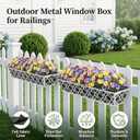 HFHOME 4 Pack 30 Inch Railing Planter Boxes with Adjustable Brackets & Non-Woven Fabric Liner Adjustable Gray Metal Window Box Planter for Balcony Deck Fence, Hanging Flower Basket for Outdoor Garden