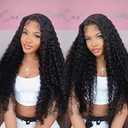 tsiyu 32 Inch 13x6 Full Lace Front Wigs Human Hair Pre Plucked Deep Wave 180 Density HD Lace Frontal Wig With Baby Hair Transparent Glueless Deep Curly Human Hair Wigs for Women