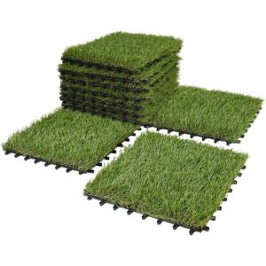 XLX TURF Artificial Grass Turf Tiles Interlocking Set 12 Pieces, Square Fake Grass Tiles Self-draining for Pet Indoor/Outdoor Flooring Decor, 12"x12", 8 Buckle Systerm