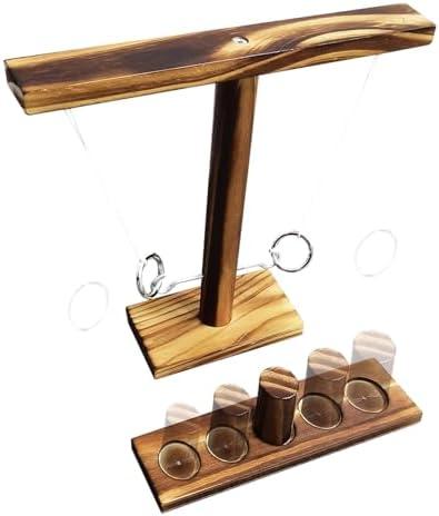 KUKTRCV Wooden Ring Toss Game - Classic Hook and Ring Toss Game for Adults - Fun Table Game for Parties and Family Gatherings Christmas Games