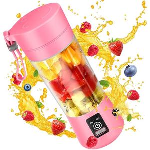 Portable Personal Blender for Shakes and Smoothies with 6 Blades, 380ml Fresh Juice Blender with Rechargeable USB Port