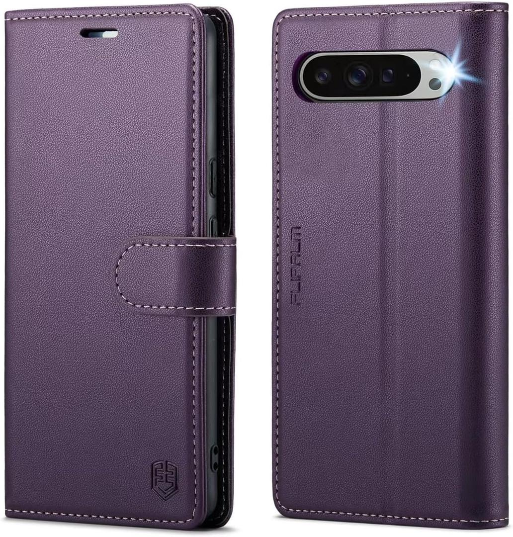Wallet Case for Google Pixel 10 Pro XL 5G, RFID Blocking Credit Card Holder, PU Leather Folio Flip Kickstand Protective Shockproof Cover for Pixel 10 Pro XL(Purple)