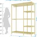 Ulif F2 Clothes Rack, 5 Tiers Heavy Duty Garment Rack for Bedroom, Freestanding Adjustable Closet Storage Organizer, 46.1" W x 15.4" D x 78.3" H, Load 630lbs, Upgraded Gold