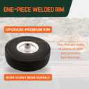 RRQ 10 Inch Solid Polyurethane Tire 4.10/3.50-4 Tire, 10" Flat Free Wheels with 5/8" Bearings, 2.2" Offset Hub for Garden Cart, Hand Truck, Lawn Cart, Mower (2 Pack)