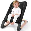 Baby Bouncer for Newborns 0-12 Months: 0-5 Years Portable Infant boy Bouncer Seat Chair in Black with Adjustable Recline & 3-Point Harness, Supports Up to 60 lbs