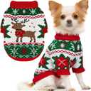 SEHFKKD Dog Christmas Sweater Soft Warm Fall Winter Cat Clothes Puppy Sweater for Small Dogs Cute Xmas Reindeer Doggie Outfit Cat Sweaters with Sleeves Pet Holiday Costume Chihuahua Apparel(Green, XS)
