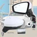 Left Driver Side Mirror Compatible With 2018 2019 2020 2021 2022 2023 2024 2025 2026 VW Tiguan With Manual Folding Power Glass Heated Turn Signal Blind Spot White Replace#5NA949145(6+2Pins)