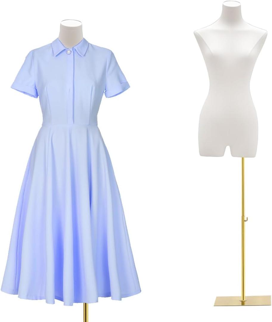 White Female Mannequin Dress Form Torso,51-75 Inch Sewing Mannequin Female Adjustable,Mannequins Torso with Stand for Sewing Clothes Display